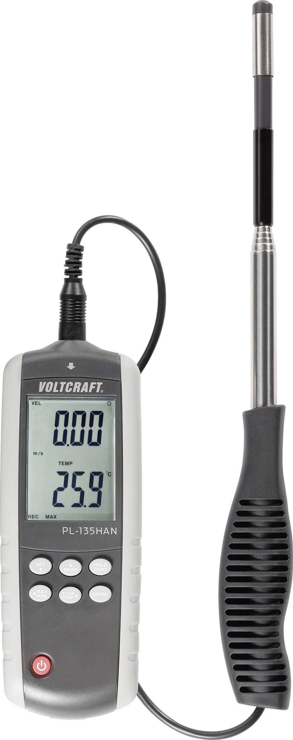 Anemométer, légáramlásmérő hőmérővel, USB csatlakozással Voltcraft
